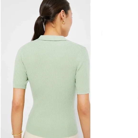 Tuckernuck Mint Olivia Ribbed Polo Top - SMALL - Picture 2 of 9